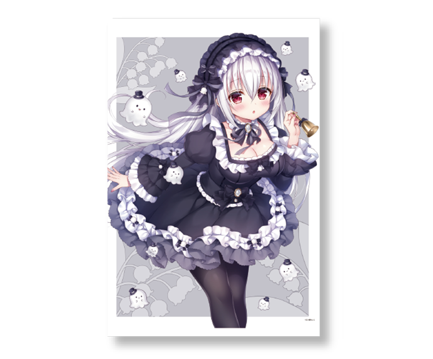 三つ葉ちょこ　コラボカフェ限定イラストB2タペストリー　「吸血鬼ちゃん・すずらんおばけ」