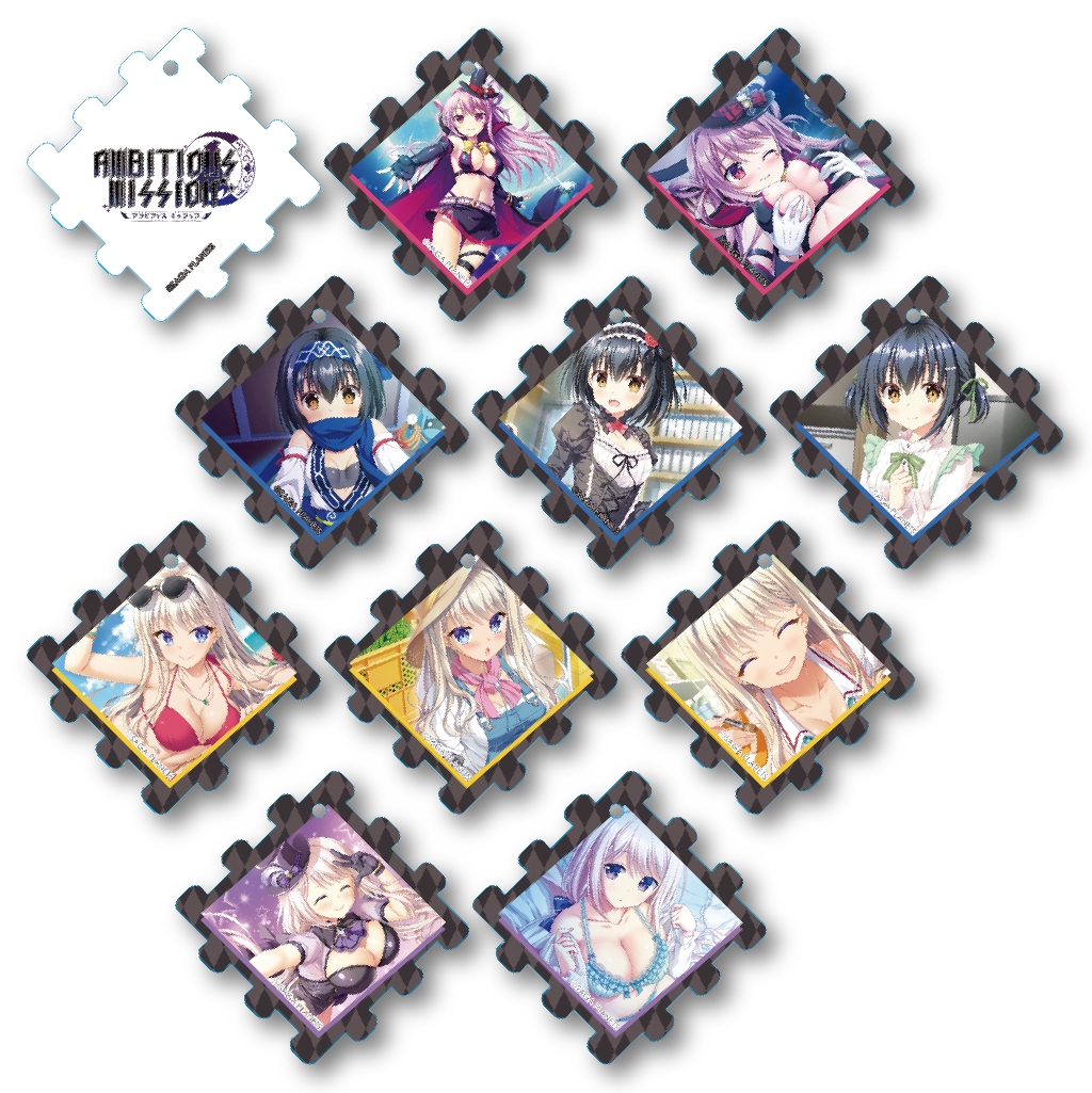 サガプラネッツコラボカフェwithアンミツ＆金恋　コラボカフェ限定AMBITIOUS MISSION　アクリルパズルキーホルダー