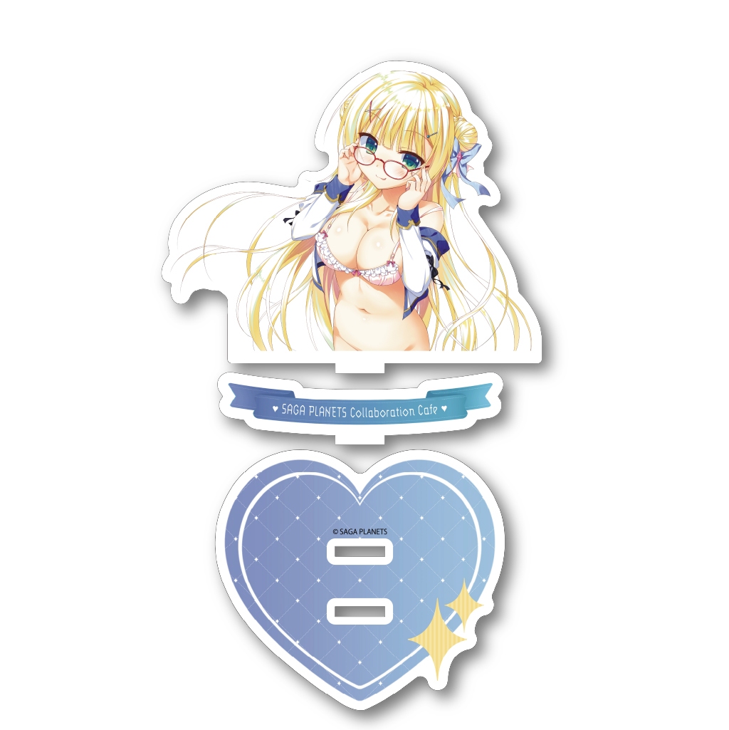 サガプラネッツコラボカフェwithアンミツ＆金恋　コラボカフェ限定金色ラブリッチェGOLDENTIME　アクリルスタンド　シルヴィ制服