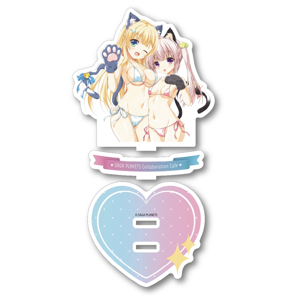 サガプラネッツコラボカフェwithアンミツ＆金恋　コラボカフェ限定金色ラブリッチェGOLDENTIME　アクリルスタンド　シルヴィ＆ミナ